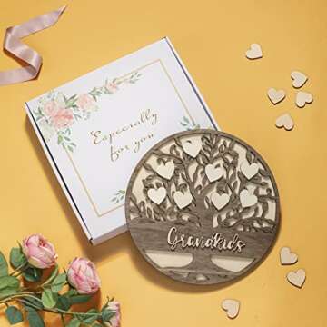 Christmas Grandma Gifts from Grandkids, Personalized Grandma Gifts, 3D Family Name Tree with 20 Heart Tags, Thanksgiving Gift for Grandparents Grandma Grandpa