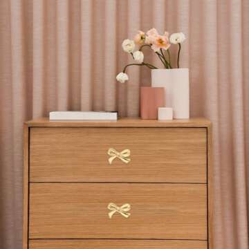 DOITOOL Brass Bow Shape Cabinets Knobs: Gold Drawer Pulls Decorative Bow Knobs Cupboard Pull Handles...