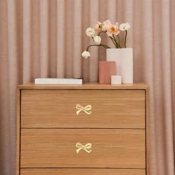 DOITOOL Brass Bow Shape Cabinets Knobs: Gold Drawer Pulls Decorative Bow Knobs Cupboard Pull Handles...