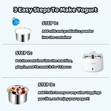 JoyMech Yogurt Maker, Compact Greek Yogurt Maker Machine with Constant Temperature Control, Stainles...