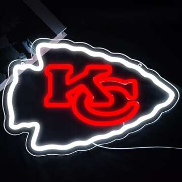 Brineon Neon Sign for Wall Decor Football Led Sign for Man Cave Birthday Gifts for Football Fans Rug...