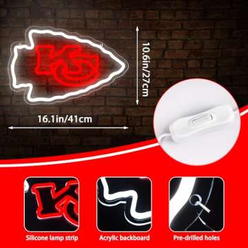 Brineon LED Football Neon Sign for Man Cave Decor