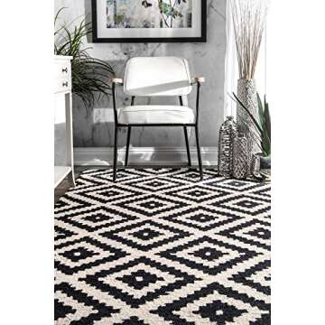 nuLOOM Kellee Hand Tufted Geometric Wool Accent Rug, 2x3, Black