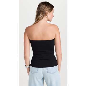 Susana Monaco Women's Black Fold Over Tube Top for Style