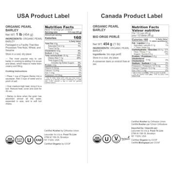 Food to Live Organic Pearl Barley, 1 Pound – Non-GMO, Polished Unhulled Barley, Kosher, Vegan, Bulk. Cooks Faster than Hulled Barley. Rich in Fiber, Selenium. Great for Hot Cereal, Salads, Stews