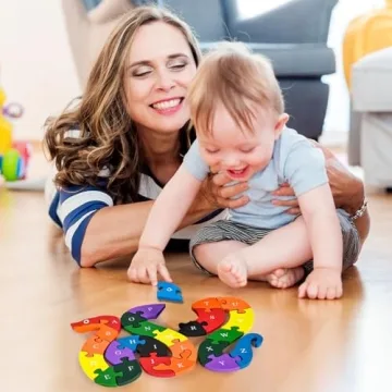 LOVESTOWN Alphabet Numbers Wooden Snake Puzzle Educational Toy