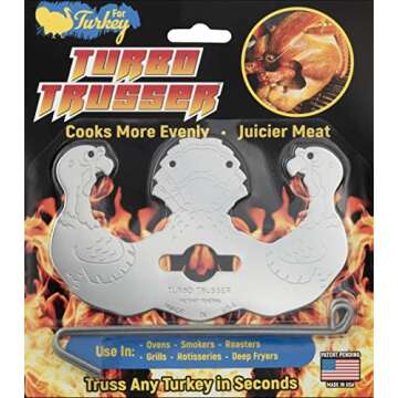 Turbo Trusser for Turkey I As Seen on Shark Tank I Cooks Evenly for Juicier Meat I Stainless Steel &...
