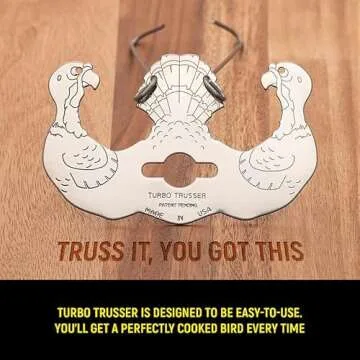 Turbo Trusser for Turkey I As Seen on Shark Tank I Cooks Evenly for Juicier Meat I Stainless Steel & Dishwasher Safe I Easy for Oven, Smoker, Roaster, Grill, Rotisserie, & Deep Fryer