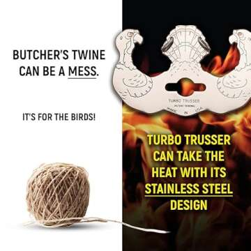 Turbo Trusser for Turkey I As Seen on Shark Tank I Cooks Evenly for Juicier Meat I Stainless Steel & Dishwasher Safe I Easy for Oven, Smoker, Roaster, Grill, Rotisserie, & Deep Fryer