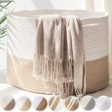 HOMYAM XXXLarge Woven Blanket Storage Basket for Home