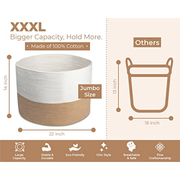 HOMYAM XXXLarge Woven Blanket Storage Basket for Home