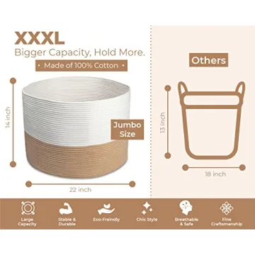 HOMYAM XXXLarge Woven Blanket Storage Basket for Home