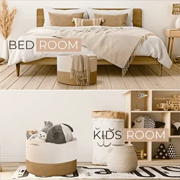 HOMYAM XXXLarge Woven Blanket Storage Basket for Home