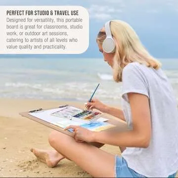 U.S. Art Supply 18" x 18" Artist Sketch Tote Board - Lightweight, Durable Tempered Hardboard with Handle, Metal Clip, Rubber Band for Sketching, Drawing, Painting - Perfect for Travel & Studio Use