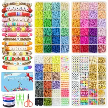 Redtwo 18000 Pcs Clay Beads Bracelet Making Kit – 64 Colors & Tools for Girls