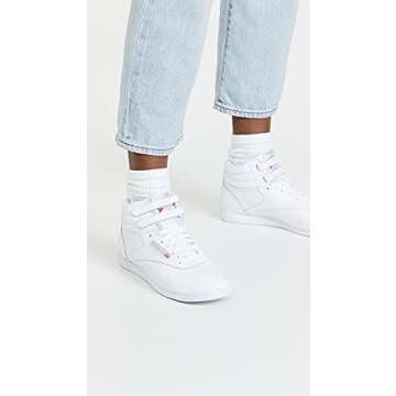 Reebok Women's Freestyle Hi Sneaker, White/Silver 2, 10