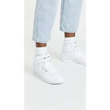 Reebok Women's Freestyle Hi Sneaker, White/Silver 2, 10