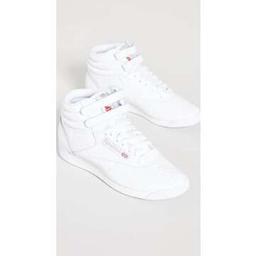 Reebok Women's Freestyle Hi Sneaker, White/Silver 2, 10