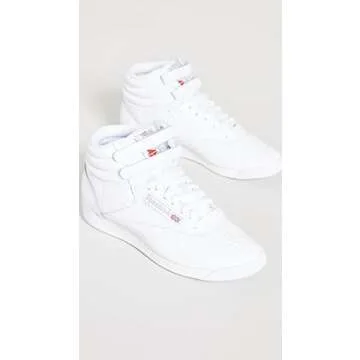Reebok Women's Freestyle Hi Sneaker, White/Silver 2, 10