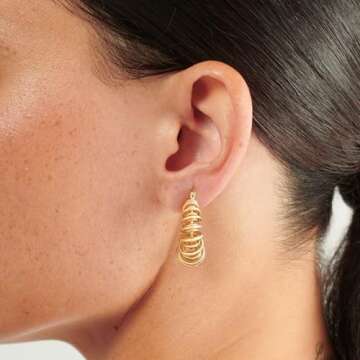 LADYGD Gold Hoop Earrings for Women 14K Gold Plated Twisted Thick Hoops Earring Hypoallergenic Simpl...