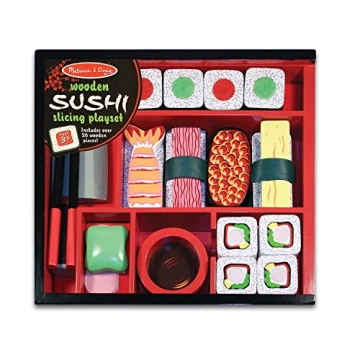 Melissa & Doug Wooden Sushi Slicing Play Food Set