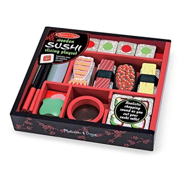 Melissa & Doug Wooden Sushi Slicing Play Food Set
