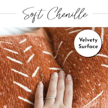 BlissBlush Brick Red Decorative Throw Pillow Covers 20X20, Set of 2, Boho Farmhouse Cushion Cover, C...