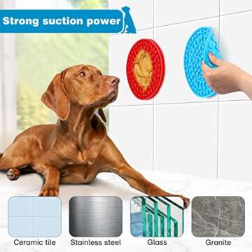 MooonGem Dog Lick Pad, Pet Bathing Grooming Distraction Wall Mounted Silicone Slow Feeder Mat with S...
