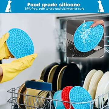 MooonGem Dog Lick Pad, Pet Bathing Grooming Distraction Wall Mounted Silicone Slow Feeder Mat with Strong Suction, 2 Pack