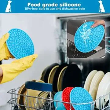 MooonGem Dog Lick Pad, Pet Bathing Grooming Distraction Wall Mounted Silicone Slow Feeder Mat with Strong Suction, 2 Pack