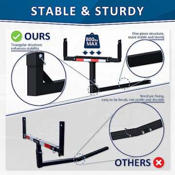 PENSUN Truck Bed Extender, 2 in 1 Design Foldable Pick Up Truck Bed Hitch Mount Extension Rack for Canoe Kayak Ladder Lumber, 800lbs Load Capacity, w/Reflective Tapes (Truck Bed Extender)