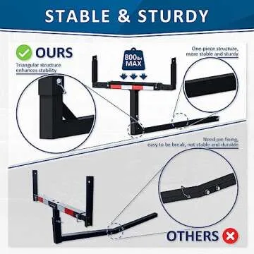 PENSUN Truck Bed Extender, 2 in 1 Design Foldable Pick Up Truck Bed Hitch Mount Extension Rack for Canoe Kayak Ladder Lumber, 800lbs Load Capacity, w/Reflective Tapes (Truck Bed Extender)