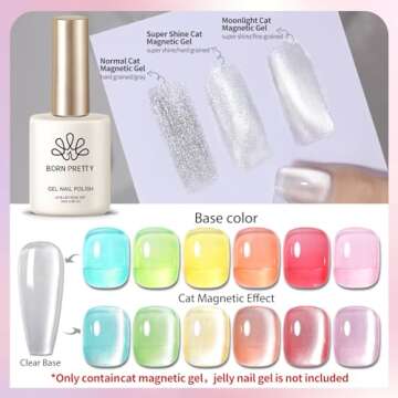 Born Pretty Magnetic Gel Nail Polish Moonlight Cat Magnetic Eye Gel Nail Polish White Auroras Cat Magnetic Eye Gel Polish Nail Art Vanish 15ML