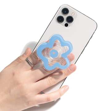 OnTheGrip Cute Transparent Daisy Flower Shape Mobile Phone Grip Multi Functional Collapsible Stand H...