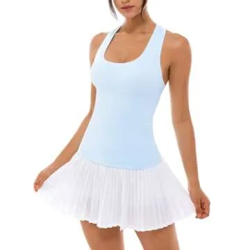 Ukaste Women's Studio Essential Racerback Tank Top Yoga Performance Workout Tops (Sky Blue, 8)