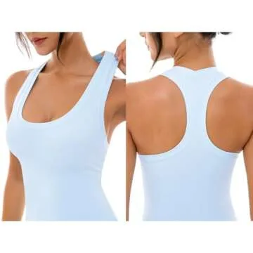 Ukaste Women's Studio Essential Racerback Tank Top Yoga Performance Workout Tops (Sky Blue, 8)