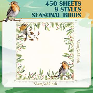 Christmas Birds Sticky Notes Cute Sticky Notes Seasonal Bird Sticky Notes Sticky Notes Self Adhesive...
