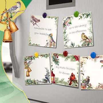 Christmas Birds Sticky Notes Cute Sticky Notes Seasonal Bird Sticky Notes Sticky Notes Self Adhesive Memo Note Pads for Work Studying Teacher Student, 2.87 x 2.87 in(Elegant Style, 450 Sheets)