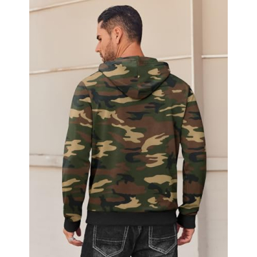 COOFANDY Mens Hoodie Pullover Long Sleeve Casual Fashion Sweatshirts Drawstring Gym Hooded Shirt with Kanga Pocket Camo