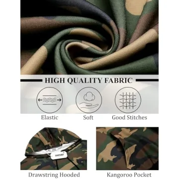 COOFANDY Mens Hoodie Pullover Long Sleeve Casual Fashion Sweatshirts Drawstring Gym Hooded Shirt with Kanga Pocket Camo