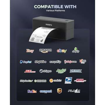 MUNBYN Bluetooth Thermal Label Printer, 4x6 Shipping Label Printer for Shipping Packages, Compatible with iOS, Android, PC, Mac, Chrome OS, Etsy, Ebay, Shopify, Amazon, USPS