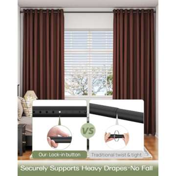 ALLZONE Heavy Duty Tension Curtain Rod for Window, 83-123 Inches, Room Divider with Adjustable Pole ...