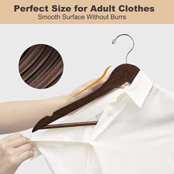 ELONG HOME Wooden Hangers, 20 Pack Coat Hangers with Extra Smooth Finish, Precisely Cut Notches and ...
