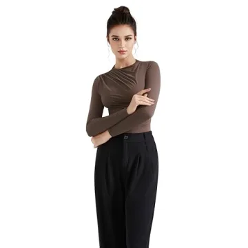 Mock Neck Long Sleeve Top for Women - SUUKSESS