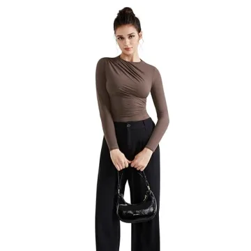 Mock Neck Long Sleeve Top for Women - SUUKSESS