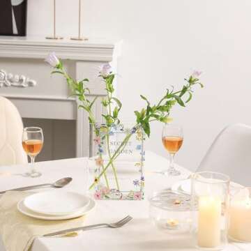 PORPAN Book Vase, Acrylic Book Vase for Flowers, Book Flower Vase Clear, Book Shaped Vase, A Book About Flowers Vase, Modern Decorative Vase for Home, Office, Bedroom, Living Room, Dining Table