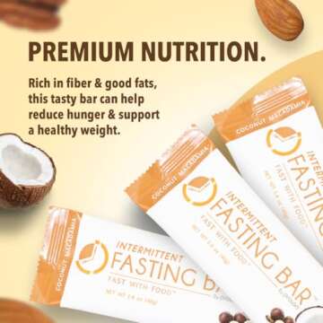 Prolon Fast Bars | Keto, Gluten Free, Dairy Free, Plant Based Protein, Intermittent Fasting Bars | Developed to Not Break Your Fast | Coconut Macadamia Nut, 12 Ct