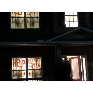Angmart 2PCS Halloween Giant Bloody Window Posters Window Clings Party Decoration Haunted House Door Cover Creepy School Dormitory Window 60" x 60"