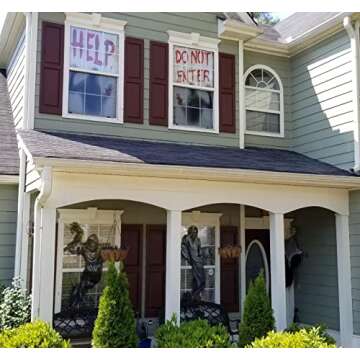 Angmart 2PCS Halloween Giant Bloody Window Posters Window Clings Party Decoration Haunted House Door Cover Creepy School Dormitory Window 60" x 60"