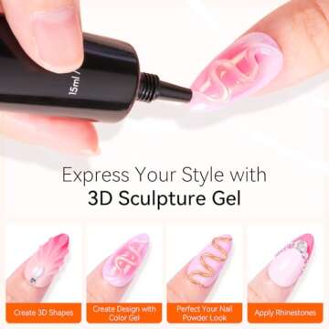 Makartt 3D Nail Gel - Nail Art Sculpting Gel Nail Glue 15g No Wipe Clear Gel Polish for Nail Designs...